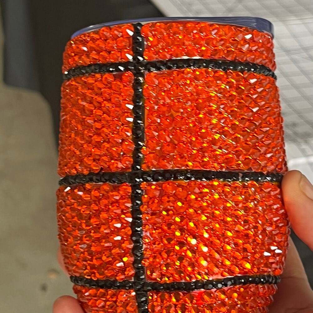 Luxury Custom Rhinestone Bling Wine Tumbler Basketball Theme Gift Mom Coach 12oz - Picture 3 of 5